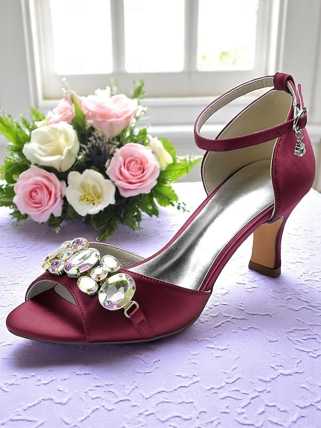 Satin Strap with Heels Open Women's Black Ankle Toe and