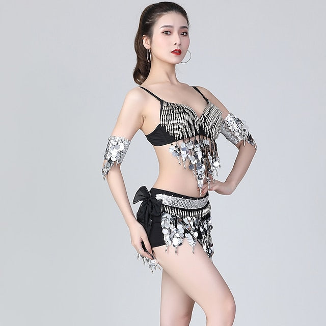 Belly Dance Top Beading Ruching Split Joint Women's