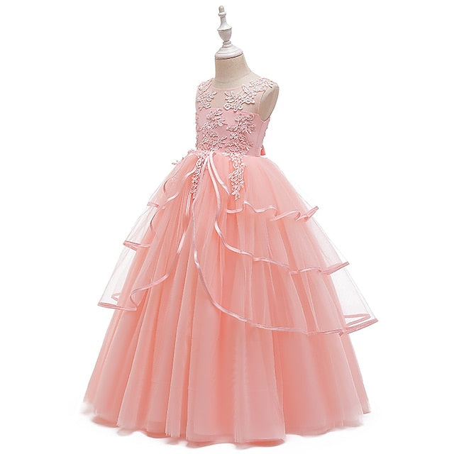 Solid Girls' Kids Party Color Sleeveless Dress