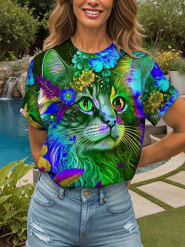 Women's T Shirt Floral Graphic Animal Vintage Stylish