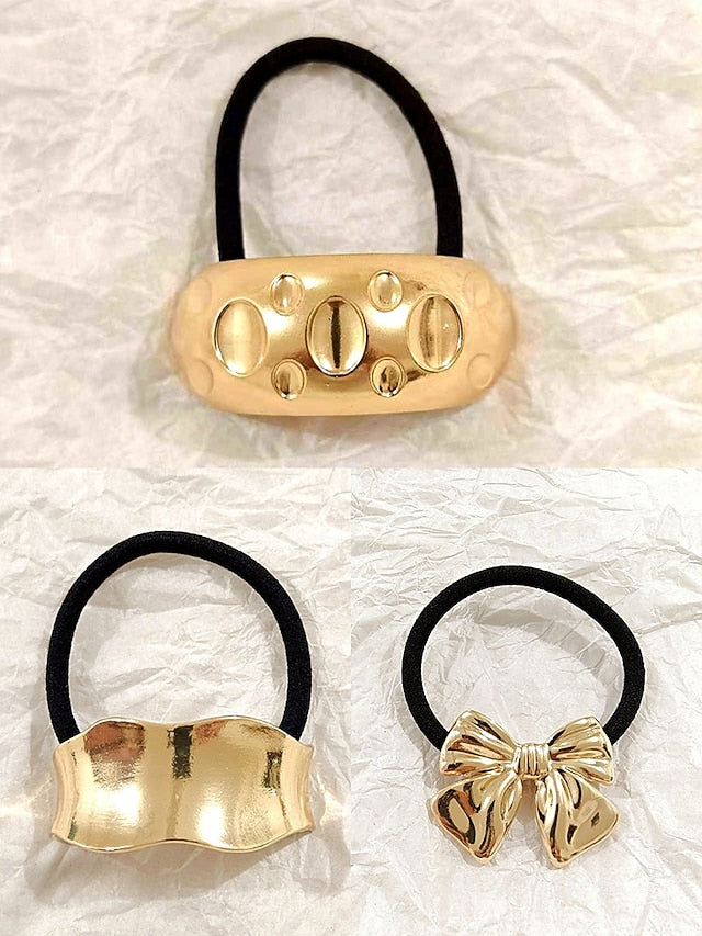 Women's Tone Hair Gold Band - Elastic Scrunchies with