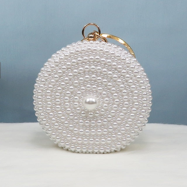 Pearl-Embellished and Round Heels Pearl White Stiletto Set Purse