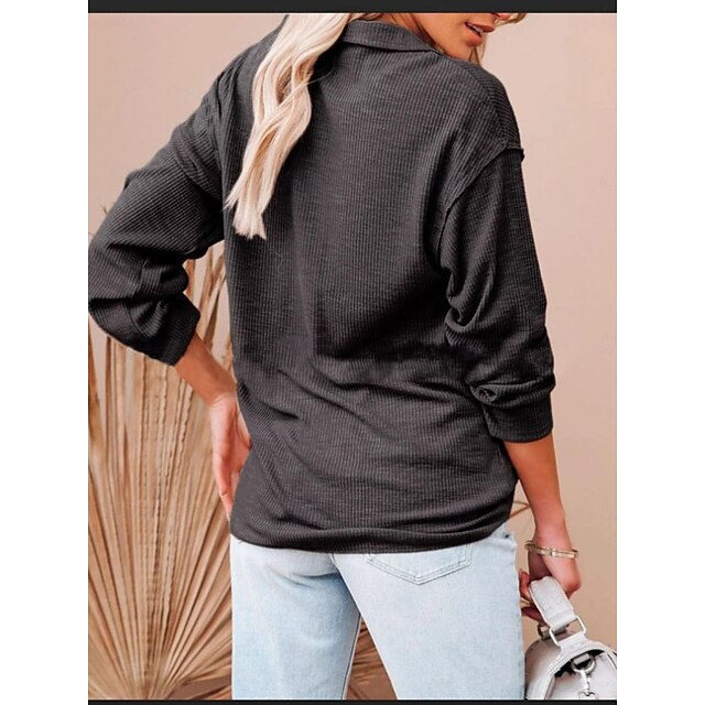 Women's Popover Shirt Casual Shirt Corduroy Shirt Blouse