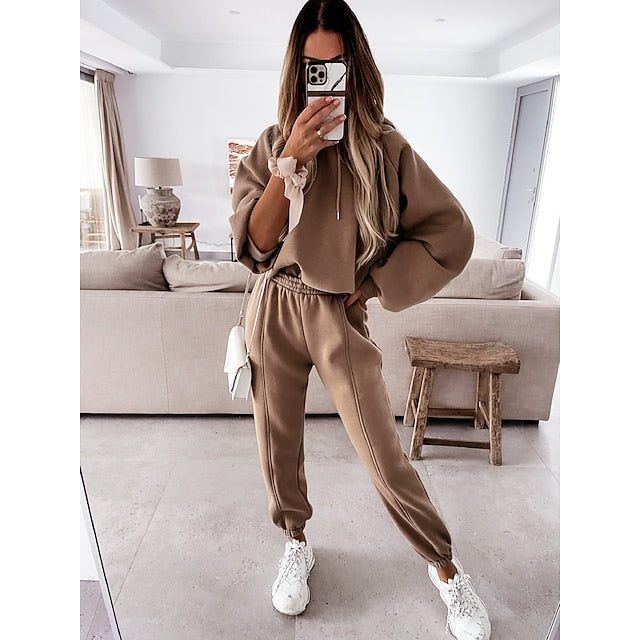Women's Tracksuit Pants Sets Sweatshirt Long Sleeve Hooded