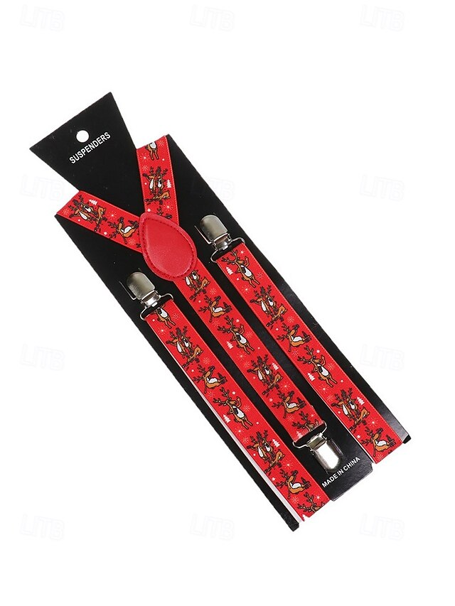 Men's Suspenders Snowman Christmas with