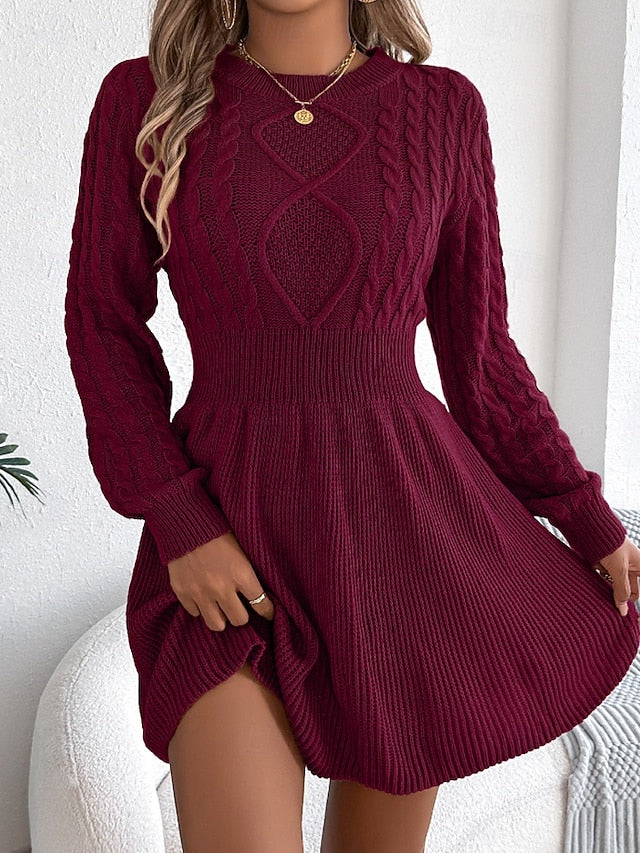 Women's Mini Dress Poly-Cotton Linen Texture Dresses