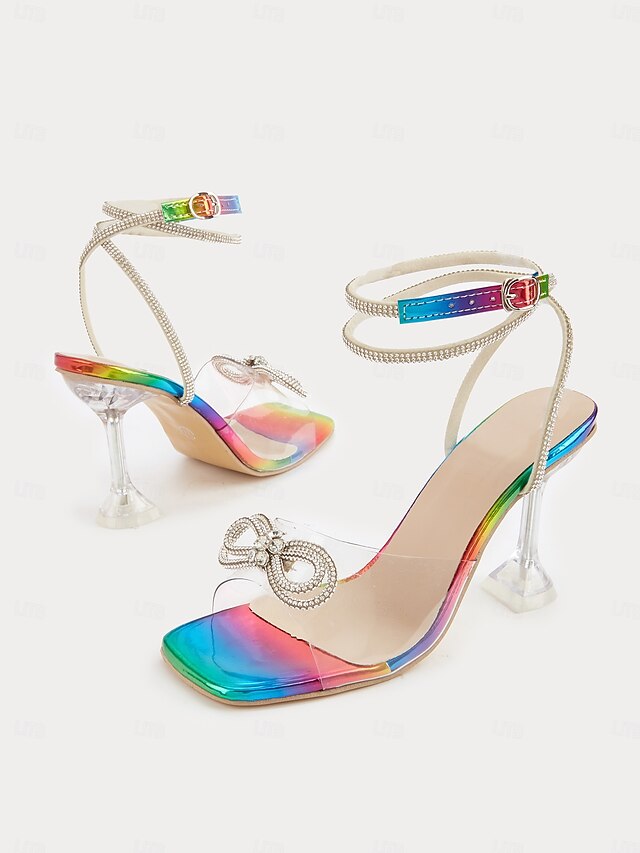 Heels High - Bow Colorful Crystal with Rainbow Clear Detail Heel