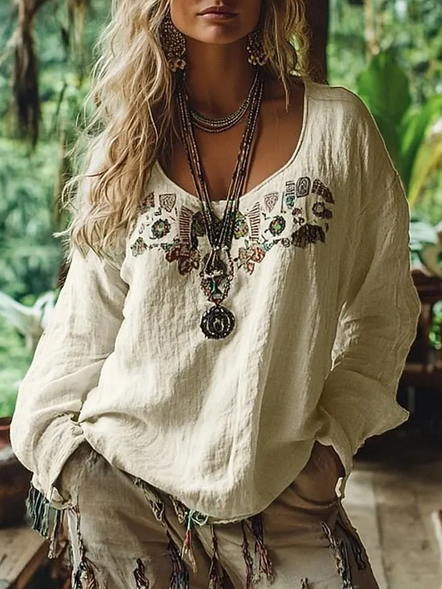 Women's Shirt Boho Shirt Blouse Print Graphic Bohemia