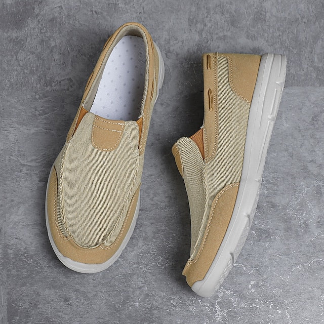 Beige Canvas – Men's Lightweight Loafers Slip-On