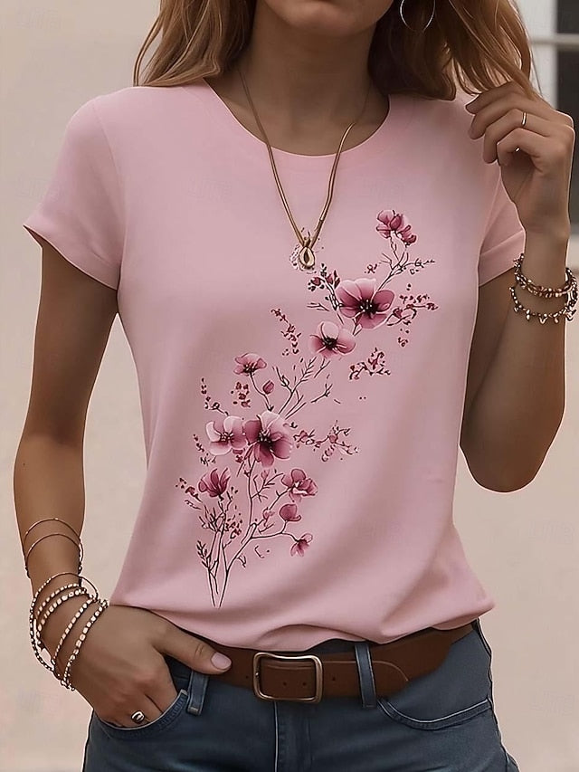 Women's T Shirt Print Graphic Animal Plants Vintage Stylish