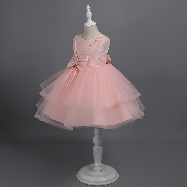 Sleeveless Girls' Color Dress Party Solid Toddler