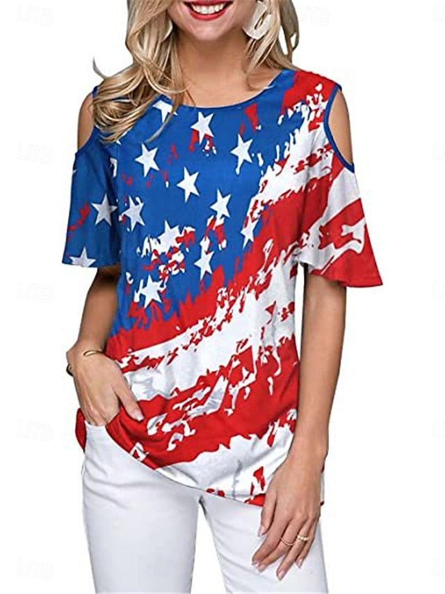 Independence Day Patriotic Shirt Women's T Shirt Flag