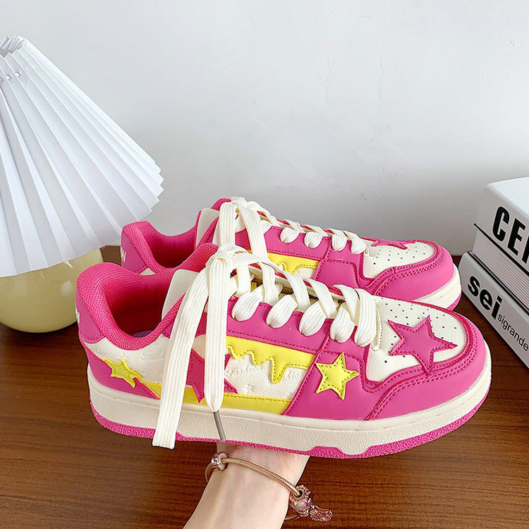 Pink and Yellow Star Sneakers