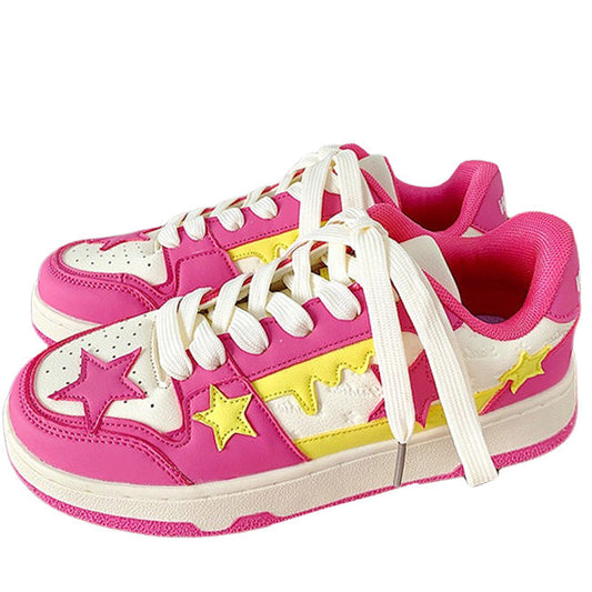 Pink and Yellow Star Sneakers