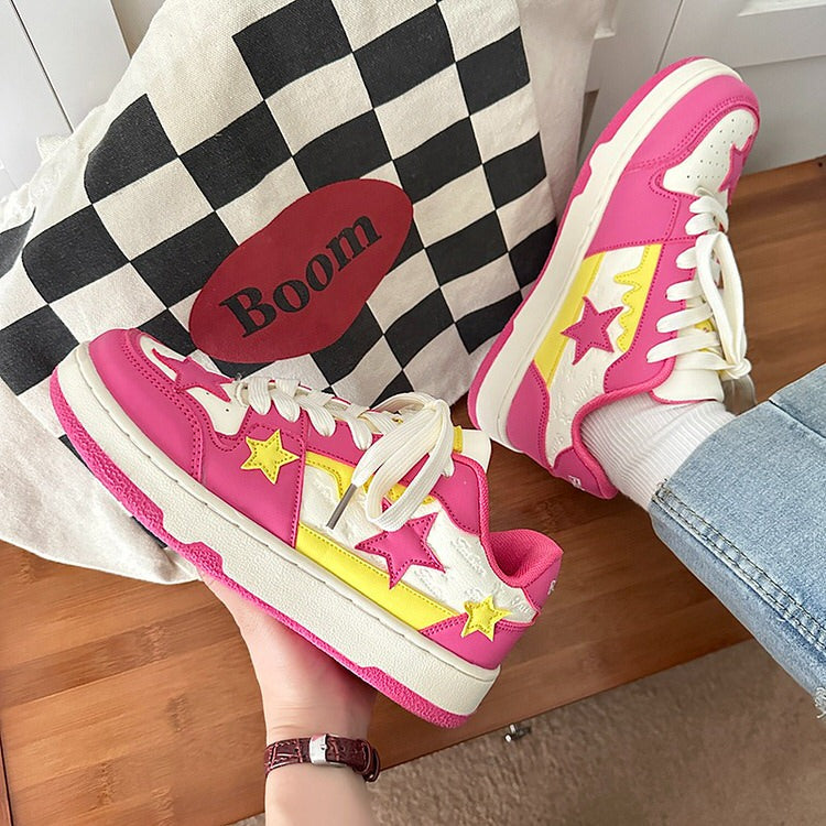 Pink and Yellow Star Sneakers