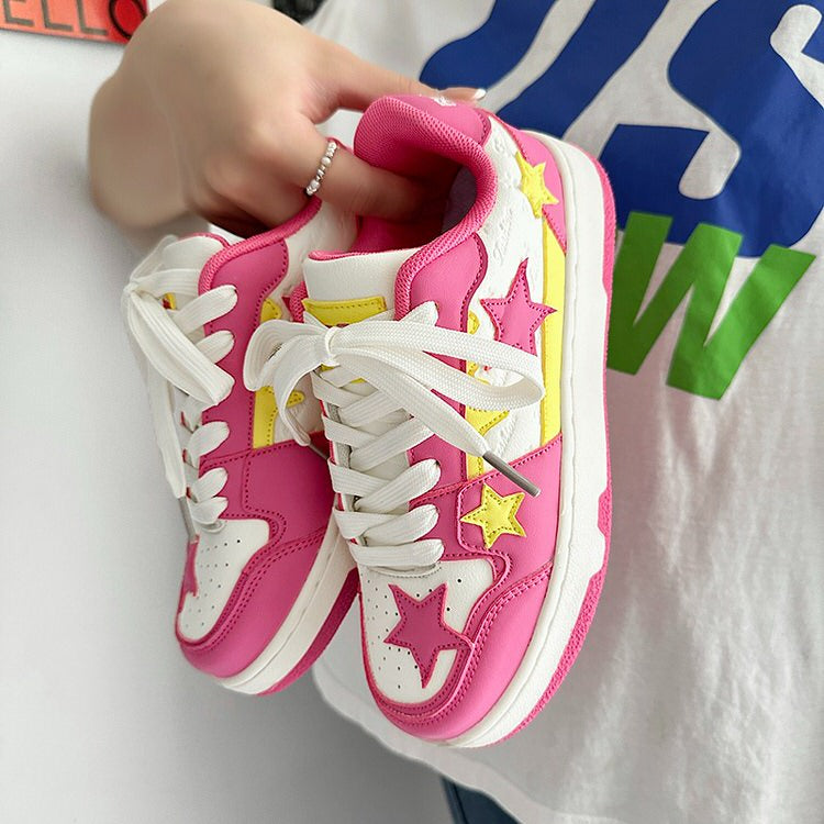 Pink and Yellow Star Sneakers