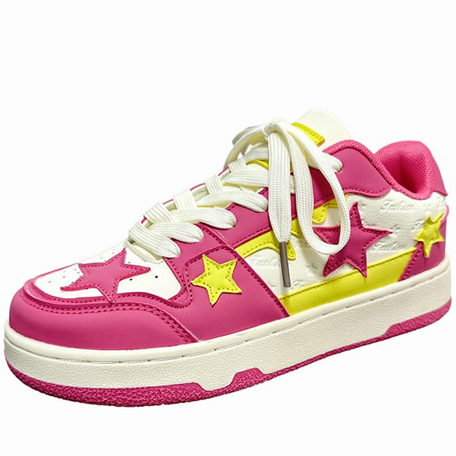 Pink and Yellow Star Sneakers