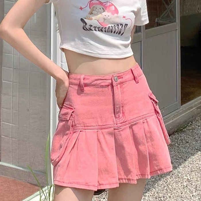 Y2K Pink Denim Skirt