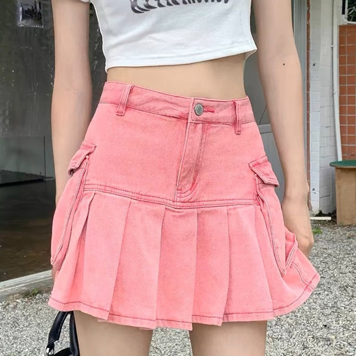 Y2K Pink Denim Skirt