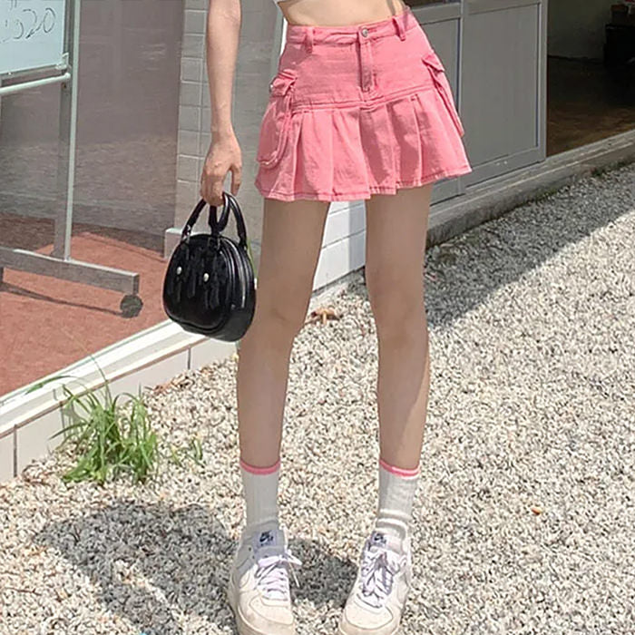 Y2K Pink Denim Skirt