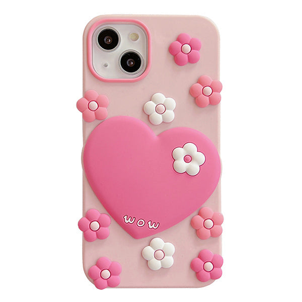 Pink Heart Flowers Phone Case