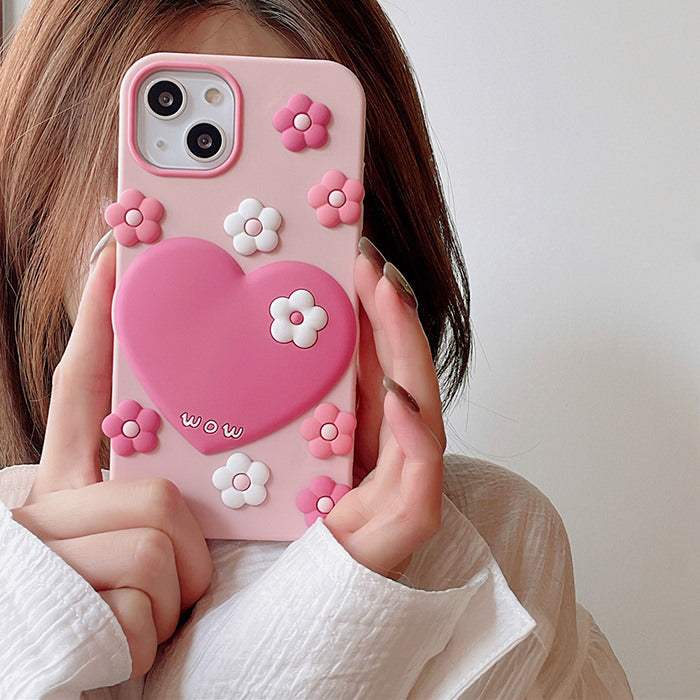 Pink Heart Flowers Phone Case