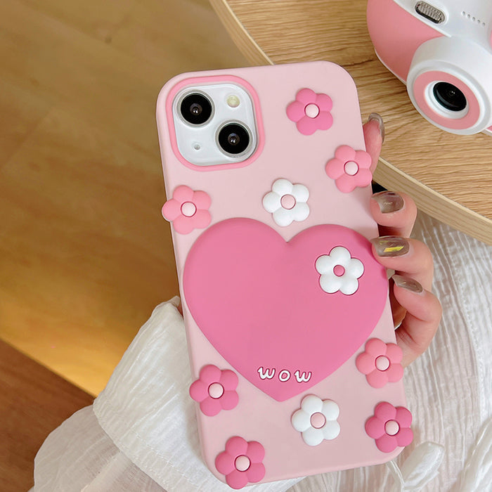 Pink Heart Flowers Phone Case