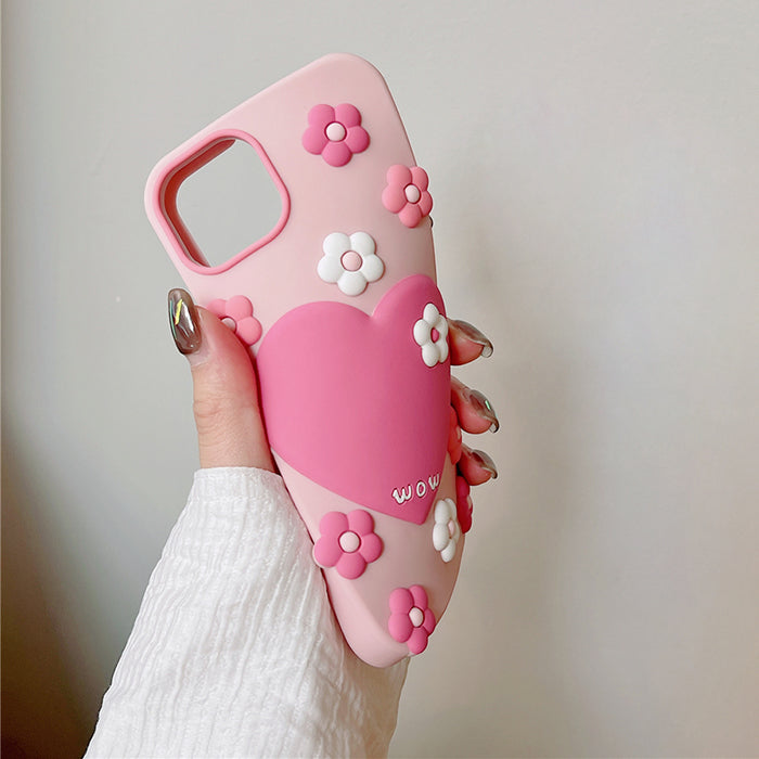 Pink Heart Flowers Phone Case