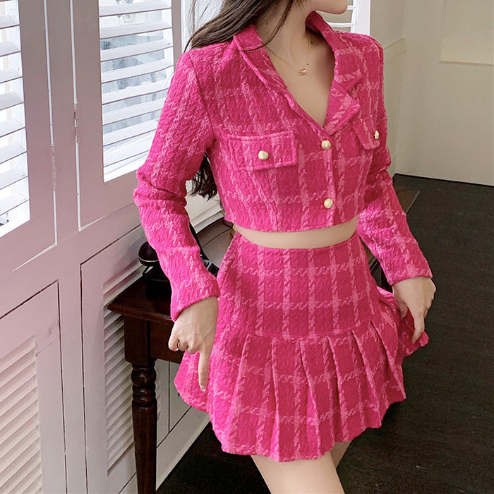 Y2K Pink Jacket and Skirt Set