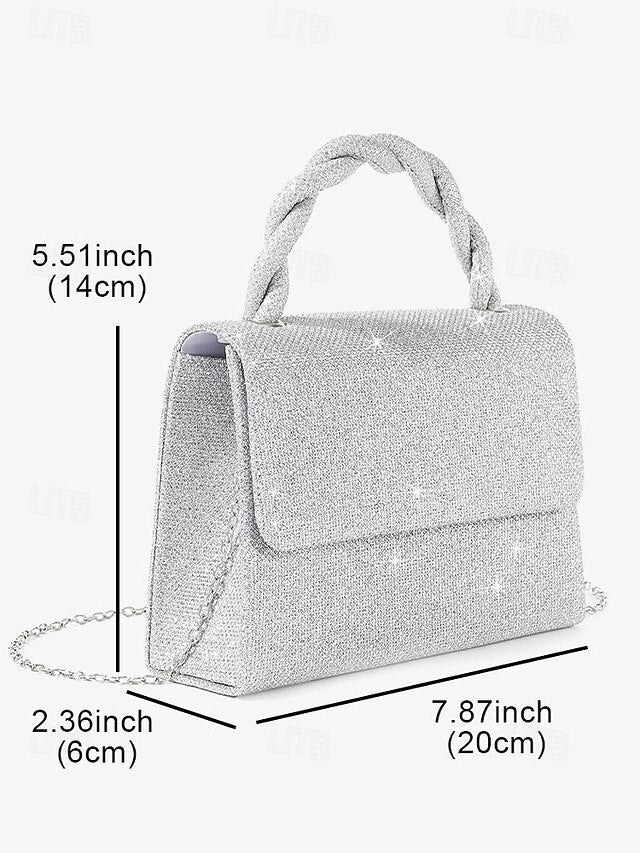 Silver Glitter with Braided Handbag Handle and Women's