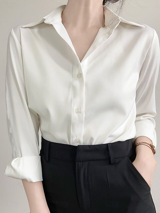 Women's Blouse Buttons Solid Color Elegant Daily Stylish