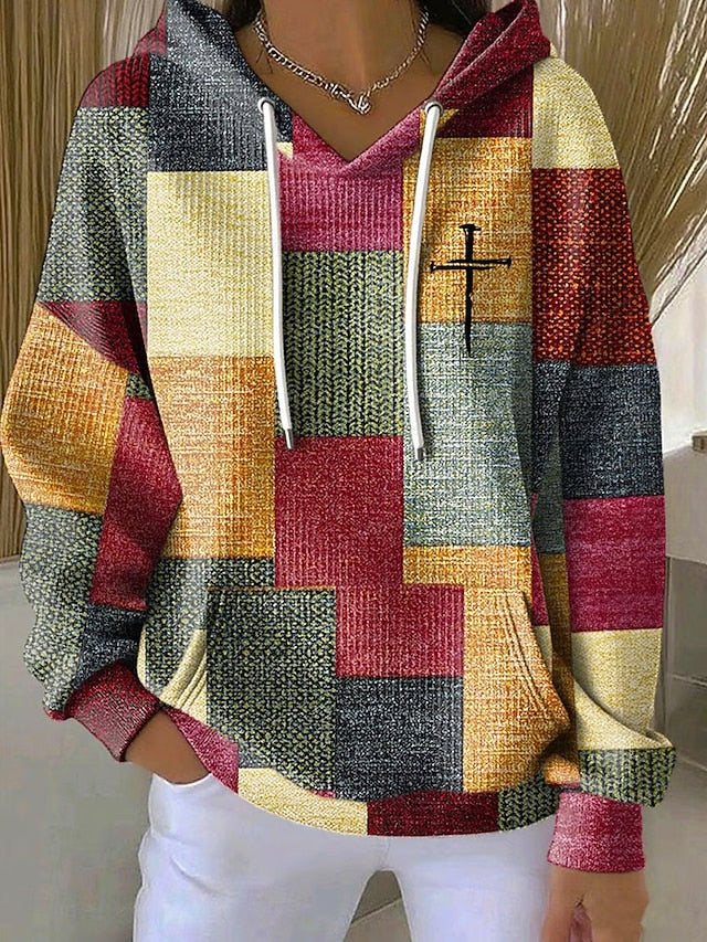 Women's Pullover Hoodie Sweatshirt Graphic Geometric Warm