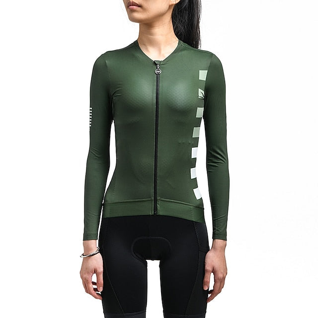Women's Cycling Jersey Stripes Long Sleeve Bike Jersey Top
