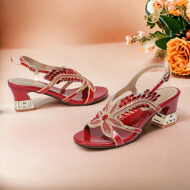 Sandals Shoes Round Toe Wedding Rhinestone Women's Party