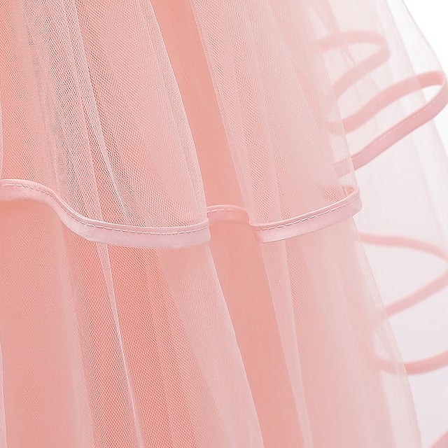 Sleeveless Solid Girls' Color Kids Dress Party