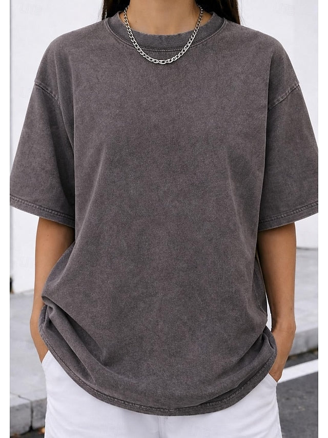 Women's Oversized T Shirt 100% Cotton Vintage Washed Tops