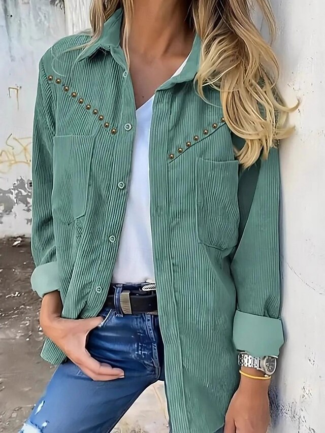 Women's Shirt Button Down Shirt Casual Shirt Pocket Buttons