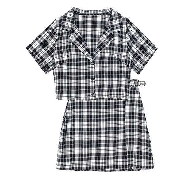 Plaid Top & Skirt Set