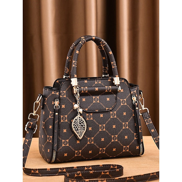 Faux Elegant Red Leather Women's with Accents and Handbag