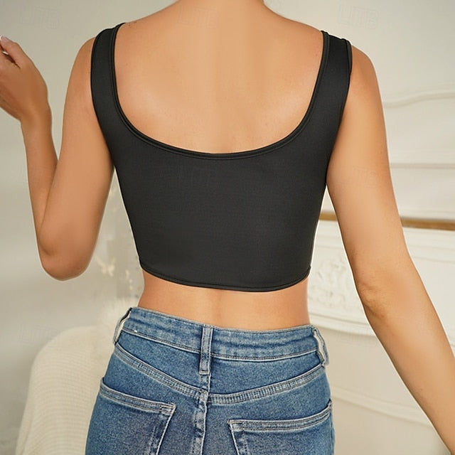 Slim Fit Corset Crop Top Bustier Solid Color Fancy Dress