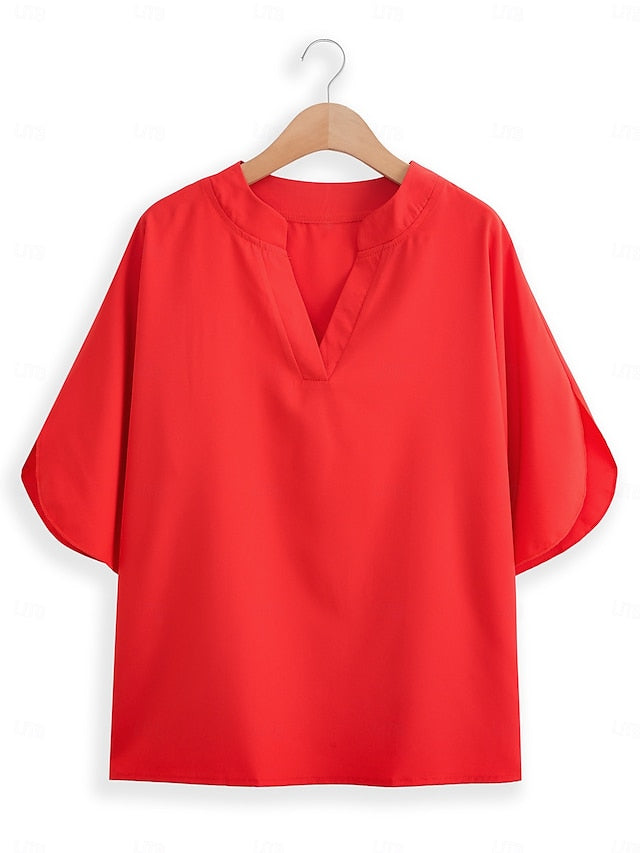 Blouse Dressy Tops Women's Black White Yellow Solid / Plain