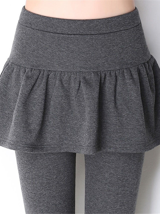 Women's Fleece Lined Leggings Skort Cozy Fleece Lined Cozy