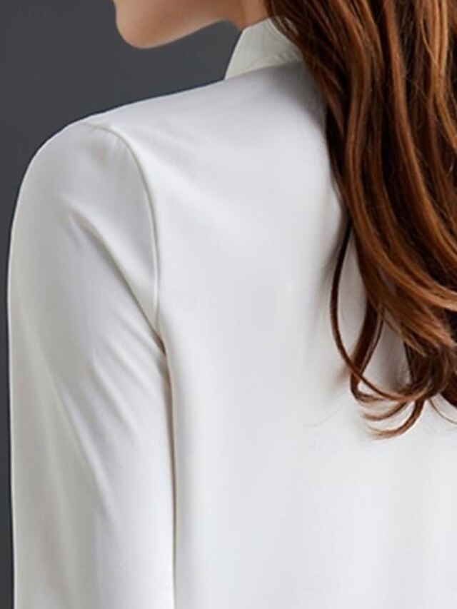 Women's Shirt Blouse Chiffon Tops Pleated Buttons Plain