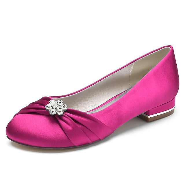 with Flats Light Women's Satin Wedding Rhinestone Blue