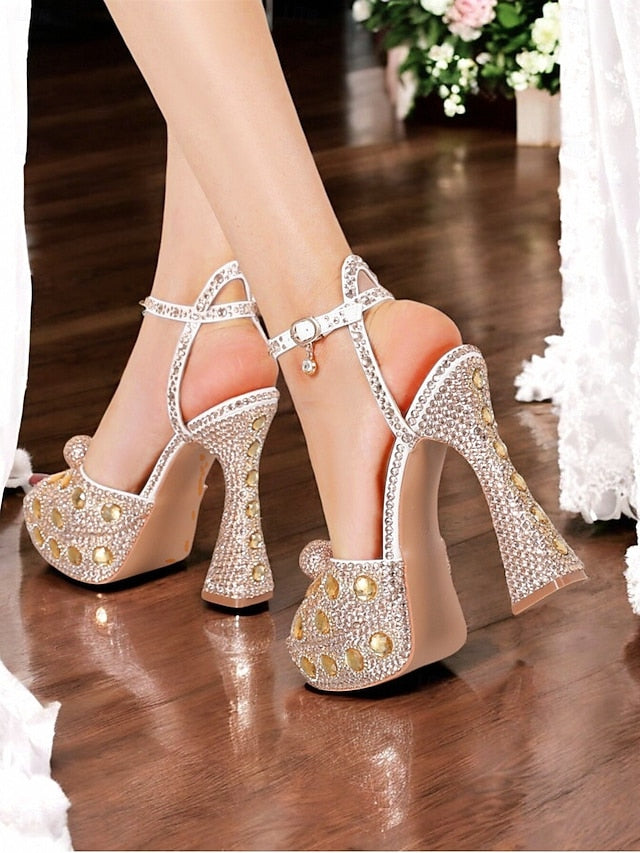 Glamorous Crystal-Embellished Women's with Sandals Platform