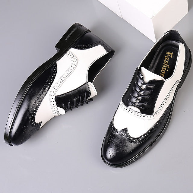 Burgundy and Oxford Wingtip Shoes Brogue Men's White