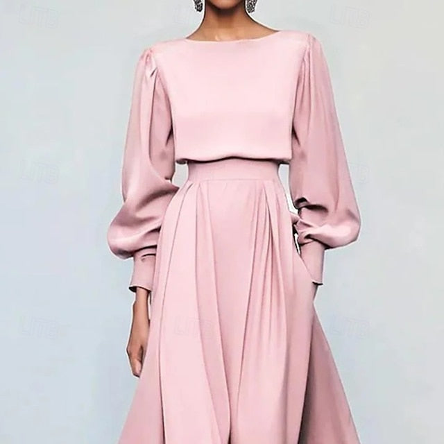 Women's Midi Dress Satin Dress Cocktail Dress Pink Dress