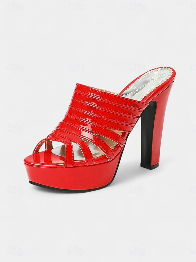 Mule Heels Strappy Open-Toe Platform - Women's White
