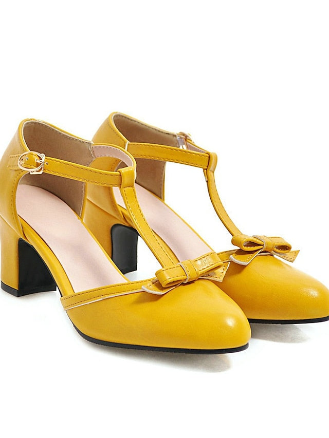 Vintage heels Roaring 1950s Chunky 20s T-strap Retro Shoes Heels