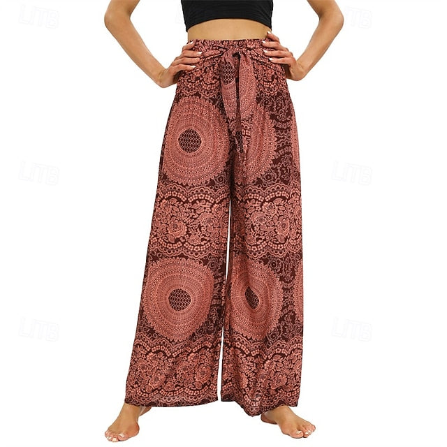 Women's Wide Leg Pants Trousers Casual Boho Full Length